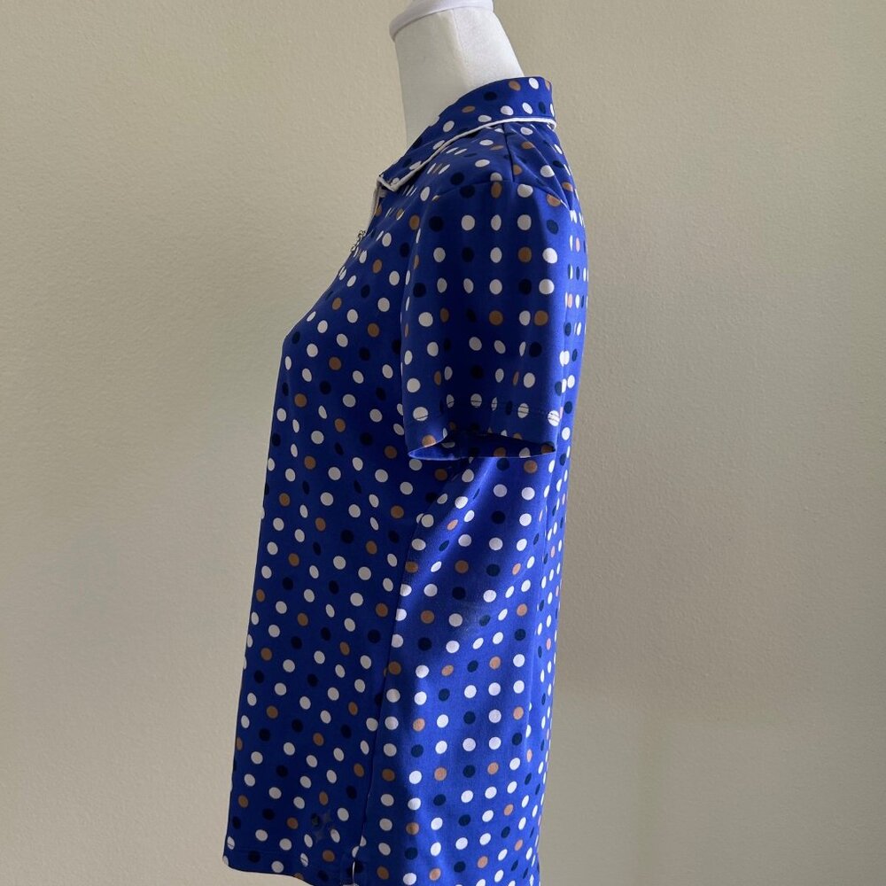 JoFit Golf Top Blue Polka Dot 1/4 Zip Short Sleeve Tennis SZM Athletic Sport - Picture 3 of 7